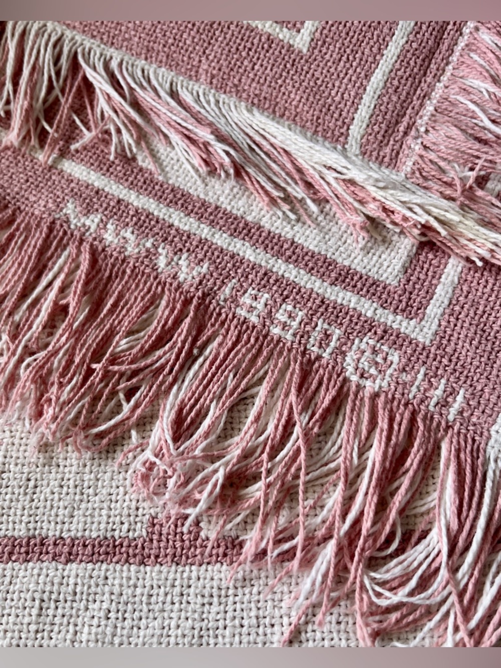 Pink and cream hearts cardigan, upcycled tapestry blanket, ladies' XL / 2XL - Picture 11 of 11